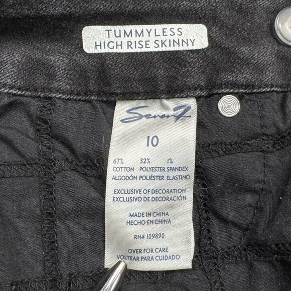 Seven7 Womens Black Distressed Denim Tummyless High Rise Skinny Jeans Size 10 - Picture 9 of 16